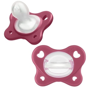 image:imageChicco Dual Soft Orthodontic Pacifier OnePiece Silicone 02m 2PackMulberry