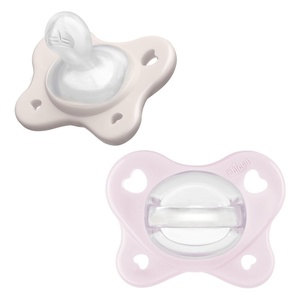 image:imageChicco Dual Soft Orthodontic Pacifier OnePiece Silicone 02m 2PackPearlBallet Slipper