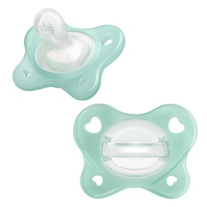 image:imageChicco Dual Soft Orthodontic Pacifier OnePiece Silicone 02m 2PackSeafoam