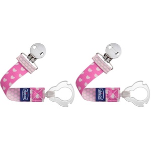 image:imageChicco 2in1 Universal Pacifier Clip with Loop amp Ring AttachmentClip de chupete de moda  Rosa
