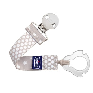 image:imageChicco 2in1 Universal Pacifier Clip with Loop amp Ring AttachmentFashion Pacifier Clip  Grey