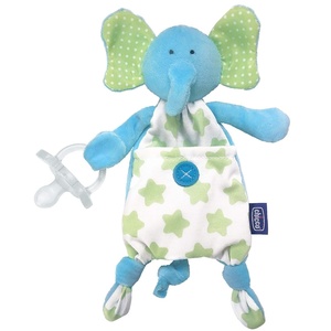 image:imageChicco Pocket Buddies Soft Pacifier HolderLovey Soothing Plush Toy Animal 0m Pink BunnyBlue Elephant