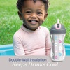 image:imageChicco Insulated FlipTop Straw Sippy Cup for Toddlers 12m 9oz 2PackSilverFloralPurple