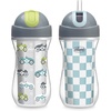 image:imageChicco Insulated FlipTop Straw Sippy Cup for Toddlers 12m 9oz 2PackCars  Checker