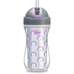 image:imageChicco Insulated FlipTop Straw Sippy Cup for Toddlers 12m 9oz 2PackRainbow SilverPurple