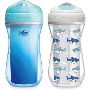 image:imageChicco Insulated Rim Spout Training Sippy Cup for Toddlers 12m 9oz 2PkBlueSharks