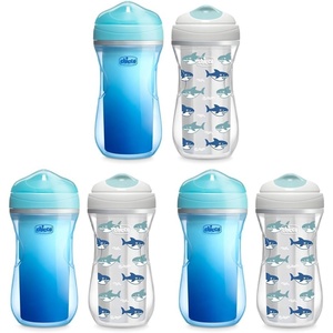 image:imageChicco Insulated Rim Spout Training Sippy Cup for Toddlers 12m 9oz 2PkBlueSharks Pack of 3