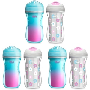 image:imageChicco Insulated Rim Spout Training Sippy Cup for Toddlers 12m 9oz 2PkTealPinkFloral Pack of 3