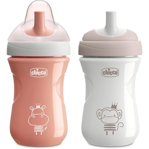 image:imageChicco Sport Spout Training Sippy Cup for Toddlers 9m 9oz 2PackCoralGrey