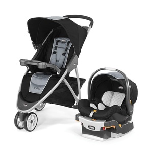 image:imageChicco Viaro Travel System Viaro QuickFold Stroller with KeyFit 30 Infant Car Seat and Base BlackBlackTechnaBlackSilver