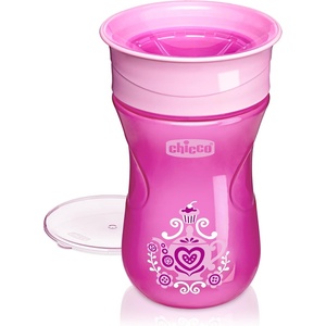 image:imageChicco 360 2in1 Spoutless Rim Training Cup for Toddlers 9m 9ozPink